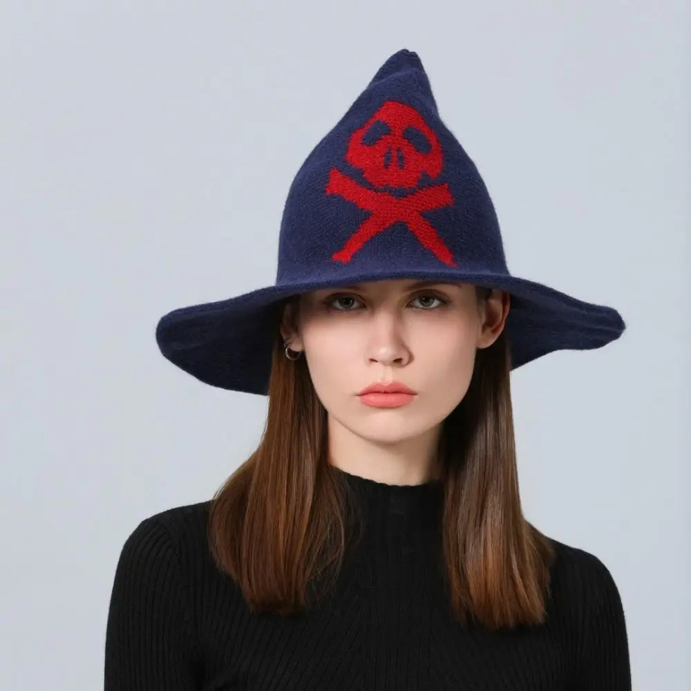 

Coseplay Halloween Witch Hat Masquerade Hat Decoration Wizard Black Hat Accessories Pointed Crown Wool Knit Hat Costume