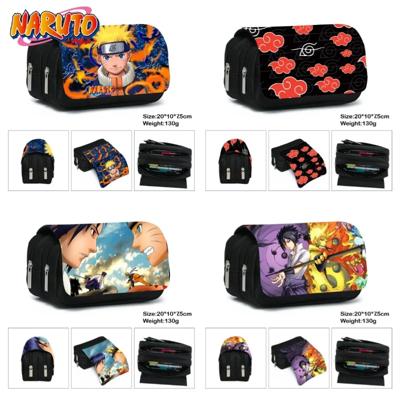 Naruto New 2025 Pen Case Anime Cartoon Sasuke Character Printing Fashion Student Stationery Box School Supplies Holiday Gifts