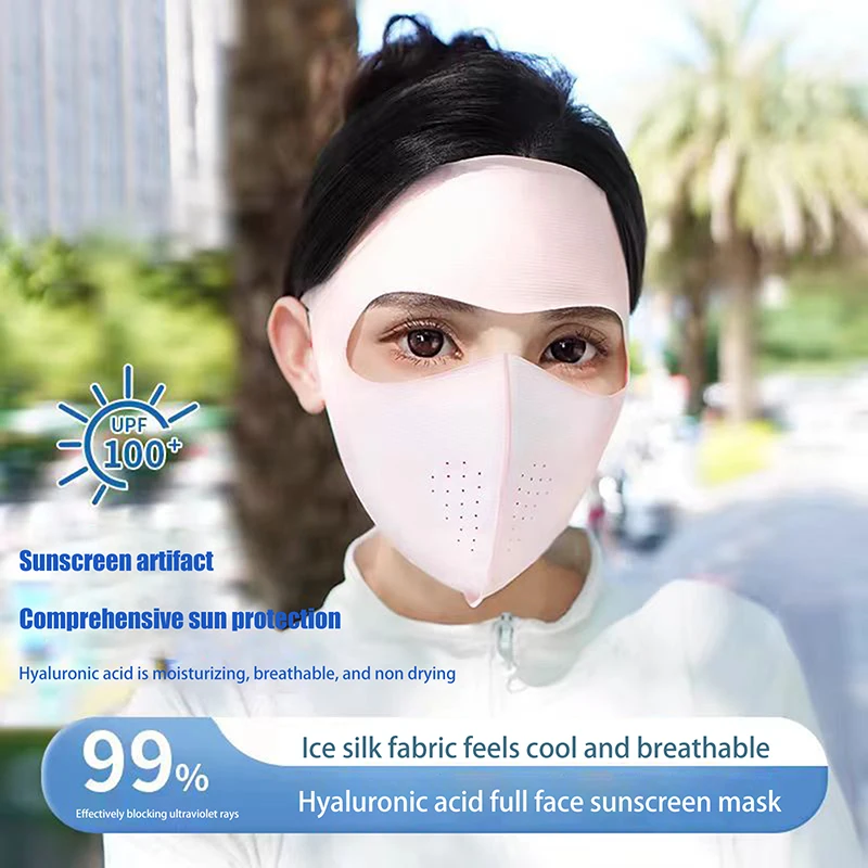 Sunscreen Mask Traceless Women Detachable Facekini Ice Silk Anti-ultraviolet Summer Breathable Thin Cover Whole Face