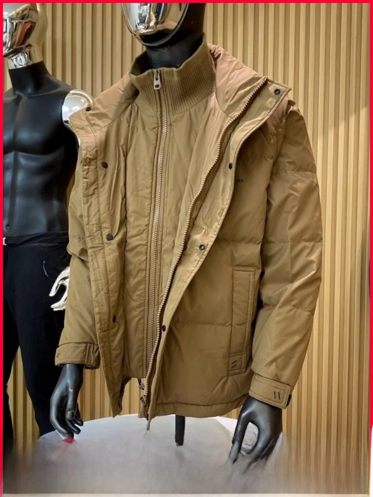 

Thiened ort Bread Du down Jaet Stand Collar Men's Winter Warm Outerwear Casual Sle Polyester Fiber Windproof Design