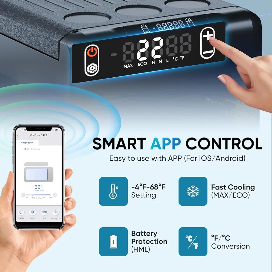 12 Volt Refrigerator - 27QT 25L Portable Refrigerator 50Hours Still Keep Cool Electric Cooler APP Control -468 Car Refrigerator