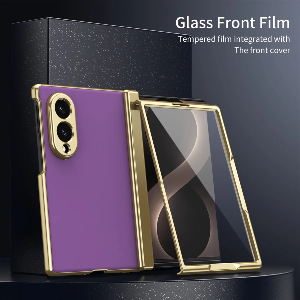 For Samsung Galaxy Z Fold 8 Case Electroplating Skin-Friendly Hinge With Tempered Film Shockproof Protection Cover Accessories