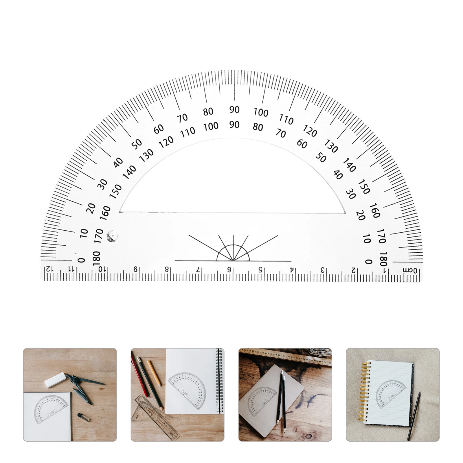 5 Pcs Plastic Protractor Stationery 180 Degrees Angle Tool for School Math Geometry Lesson Portable Half Circle Dry Erase Bulk