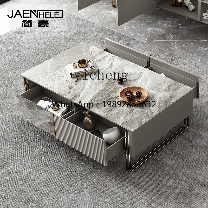 Light Luxury Stone Plate Coffee Table Modern Minimalist Living Room Creative Tea Table Home