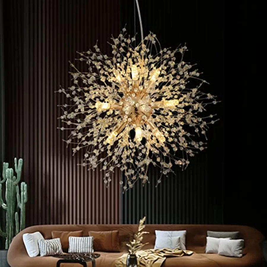 

Modern Crystal Chandeliers Firework Dandelion Sputnik Ceiling Light Fixtures Sputnik Chandelier Pendant Light for Bedroom Livin