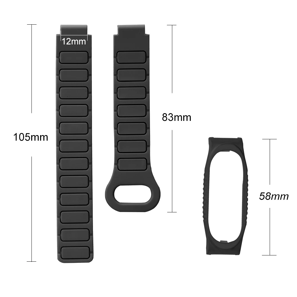حزام حلقة ساعة مغناطيسي لـ Xiaomi Mi Band 3/4/5/6/7/8 نمط درع صديق للبشرة من السيليكون سريع الإصدار رياضي للرجال والنساء