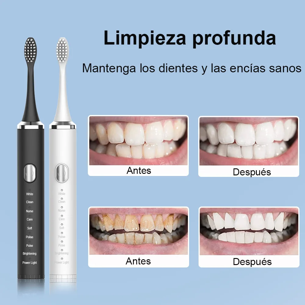 Cepillo de dientes eléctrico para el cuidado bucal, limpiador de blanqueamiento Dental con vibración Sónica, recargable por USB