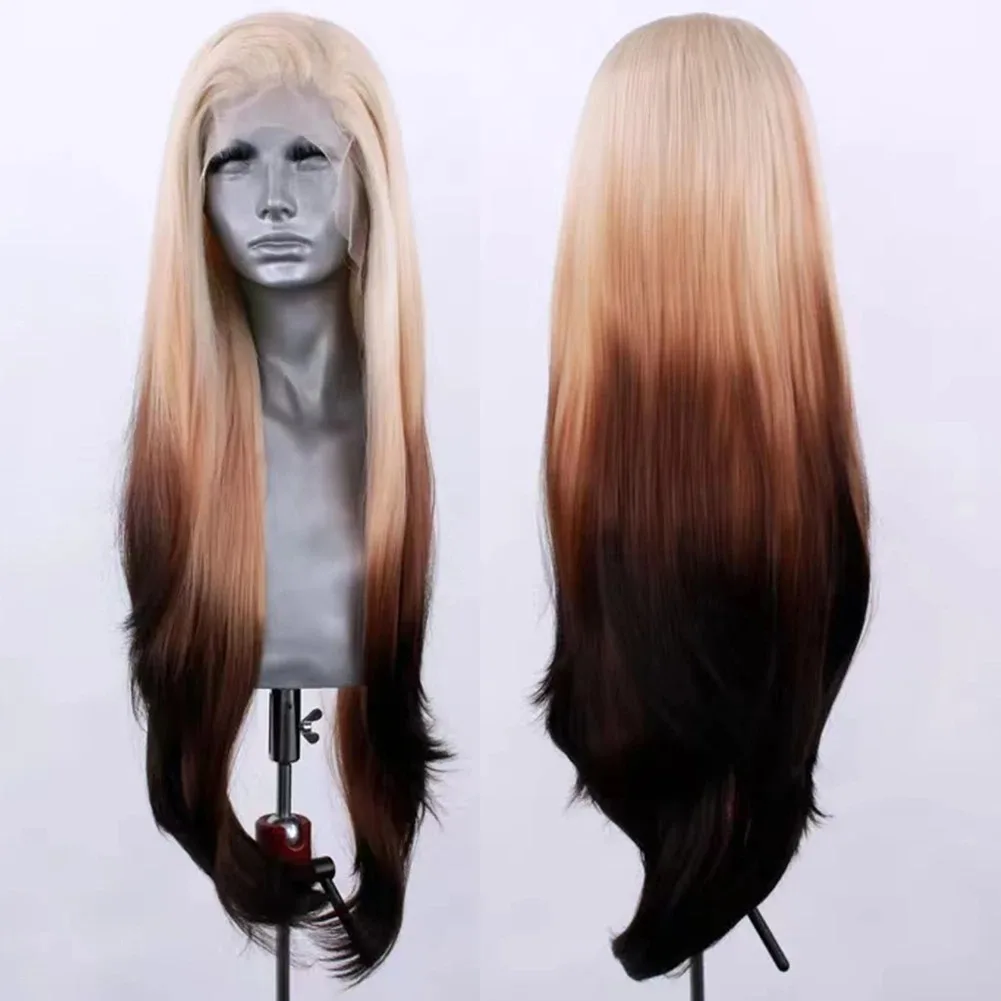 جذور شقراء أومبير براون قصير بوب لينة الدانتيل شعر مستعار أمامي للنساء السود مع موجة الطفل غلويليس شعر مستعار اصطناعي شعري طبيعي