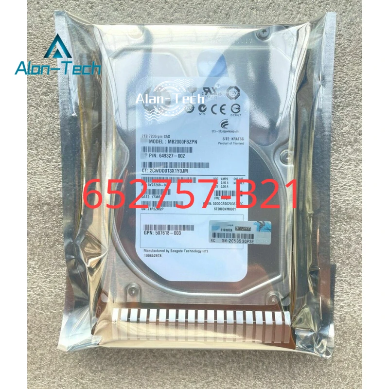 

For HP 652757-B21 653948-001 2TB 7.2K RPM SAS 3.5" Hard Drive