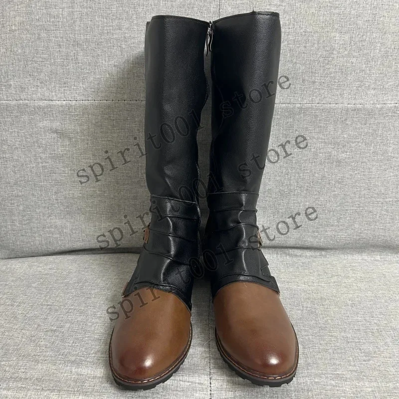 여성 남성 중세 복고풍 PU 가죽 신발 중세 발목 부츠 빅토리아 르네상스 부츠 할로윈 코스프레 신발