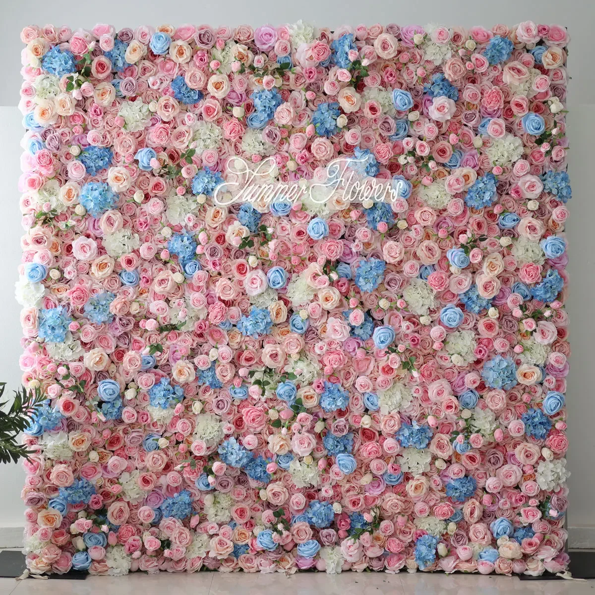 3D Flower Wall Pink Blue Purple Yellow Rose Gradient Rolling Up Cloth CurtainWedding Backdrop Decoration Fabric Wall Party Prop