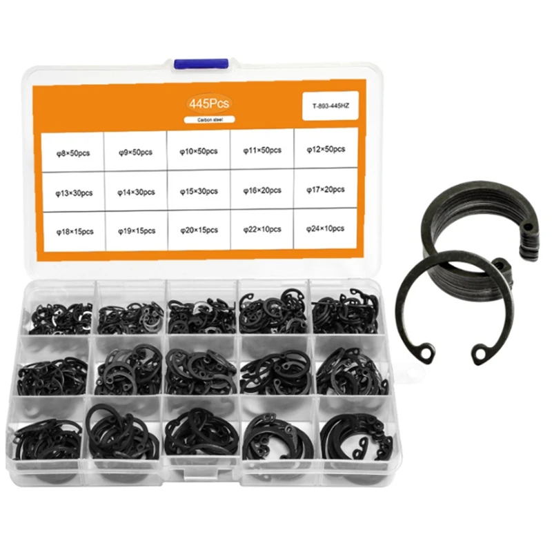

LUCK-445Pcs C Type Internal Circlip Retaining Rings Assortment Kit For Hole Circlip Snap Rings