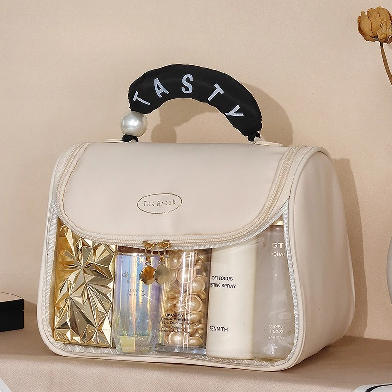 Travel Portable Pearl Handheld Toilet Bag Large Capacity Cosmetics Classification Waterproof and Dustproof Storage Bag Gift