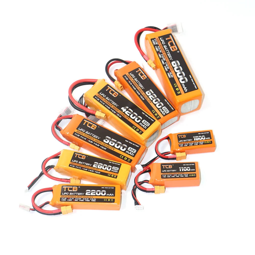 TCB bateria Lipo 3S 6S 11.1v 22.2v 1500mAh 2200mAh 2600mAh 3000mAh 3500mAh 420mAh 42000mAh 5200mAh 6000mAh bateria XT60-T Dea