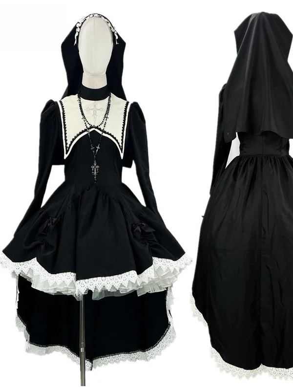 

k Sweet Cool Embroidered Cross loween Women's Cosplay Performance Costume Subculture Lolita Stage Outfit Polyester Fiber