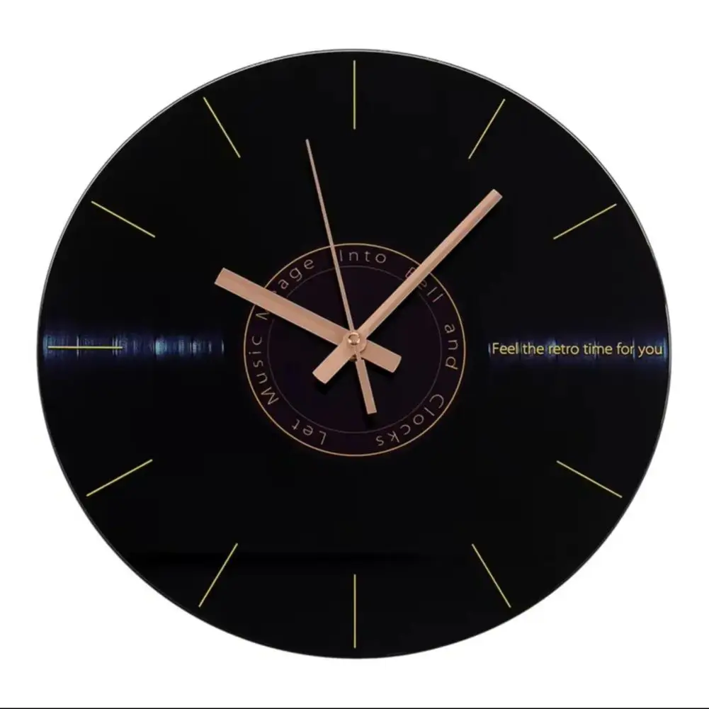 Black Retro Vinyl Record Album Clock