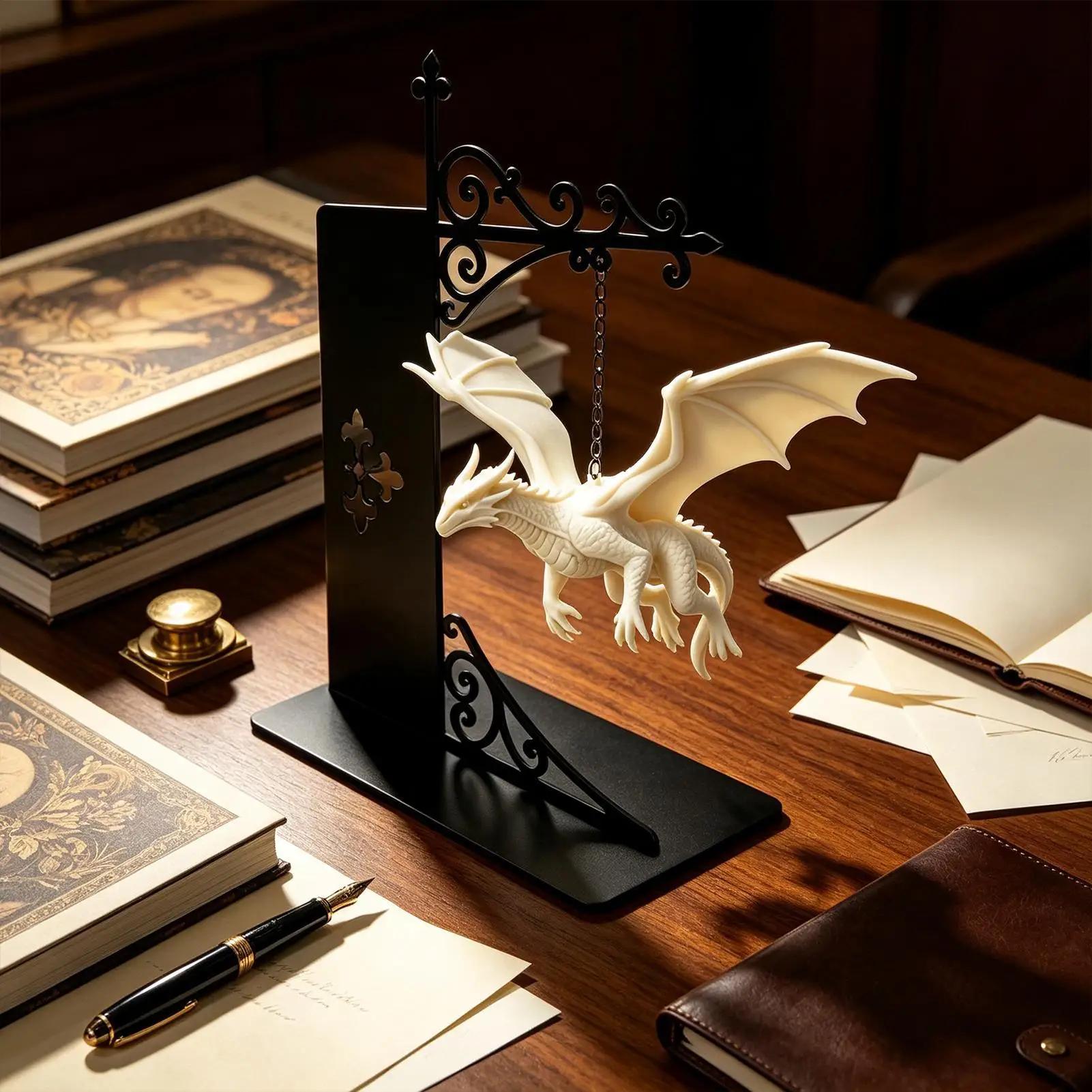 Book Shelf Lamp Decorative Retro Fantasy Warm LED Light Floating Dragon Bookshelf Lamp For Reading Corner Study Room Living Room