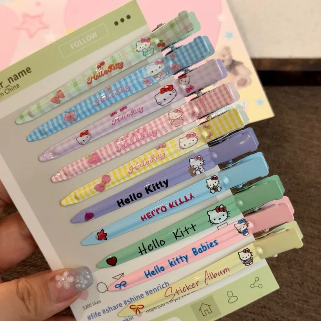 Miniso Kitty Hairpin One-line Hair Card Super Fairy Cute Cartoon Headdress Cute Girl Fluffy Bangs Hair Duckbill Clip