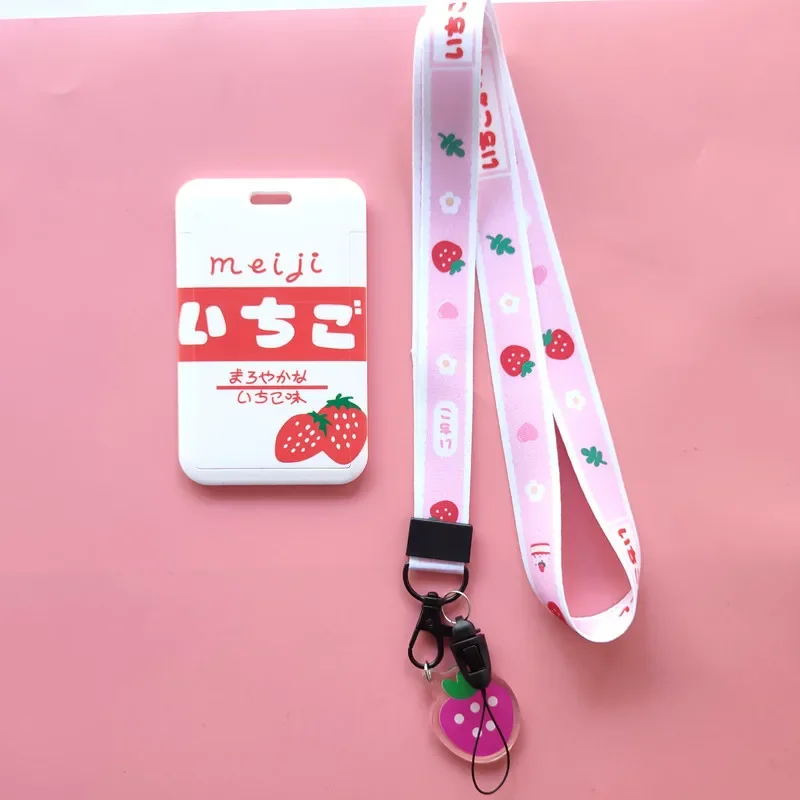 Strawberry Avocado Prints Employee Staff Work Pass Card Holder ID Tag with Lanyard Bank Working Permit Case Sleeve Badge Holder