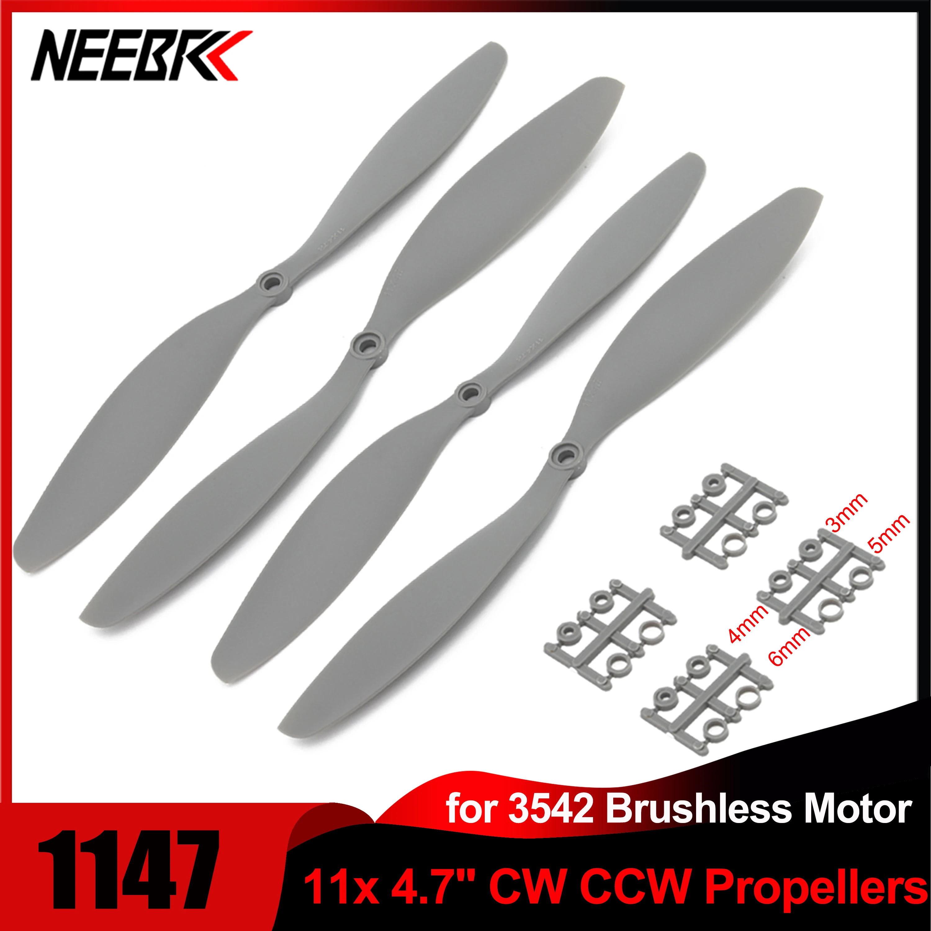 

NEEBRC 1/2/4 Pairs 1147 Propellers 11x4.7 CW CCW 2 Blades for FPV Racing Drone Quadcopter F450 Freestyle RC Brushless 3542 Motor