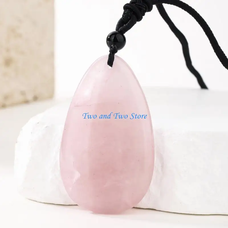 

HX6F Adjustable Braided Necklace with Crystal Charm Jewelry For Layering Wear