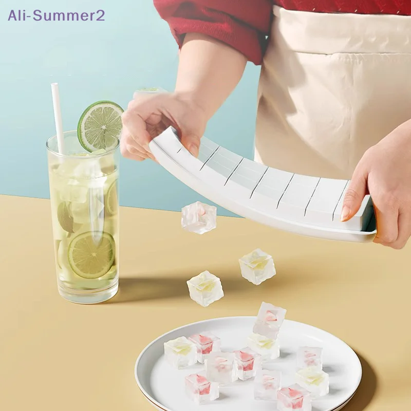 {Summer2} {Summer2} 24/36 Grid Ice Tray White With Lid Homemade Silicone Ice Cube Mold Press Easy Demoulding Home Ice Box view 2