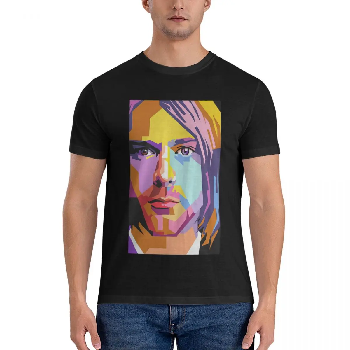 Kurt-cobain-pop-art-ahmad-nusyirwan T Shirts for Men Pure Cotton Hipster T-Shirts Cobain Tees Short Tops Unique official-website