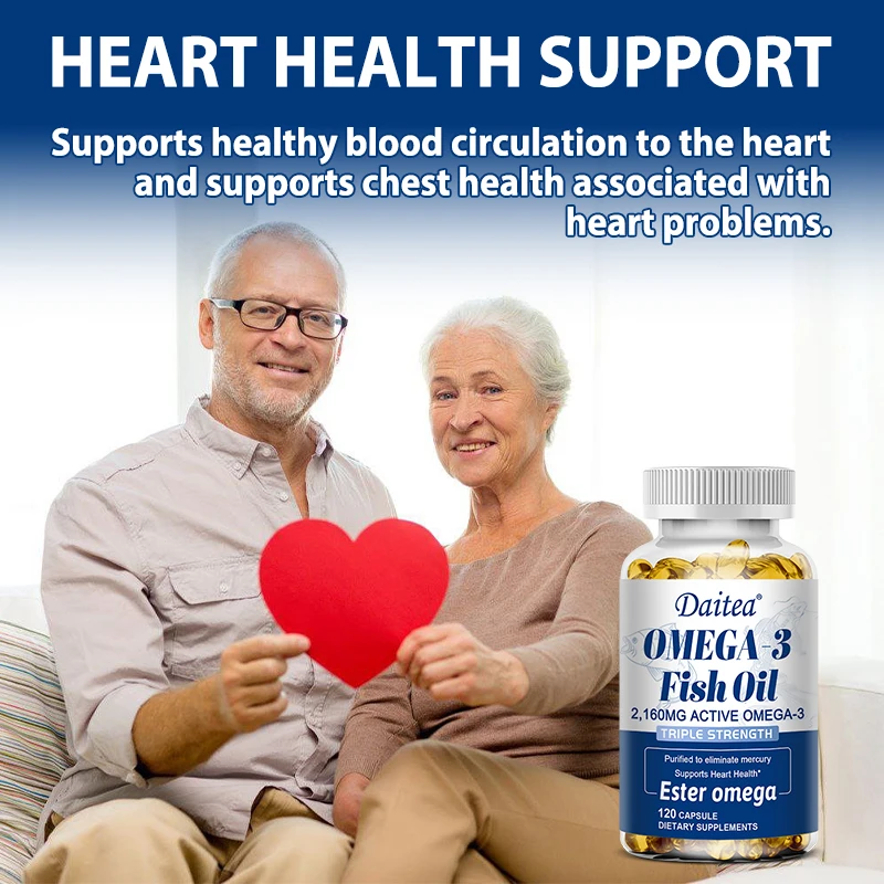 

Rich in EPA and DHA Omega-3 Fish Oil Supplement Capsules for Heart and Brain Health, Bone Health, and Promate Immune
