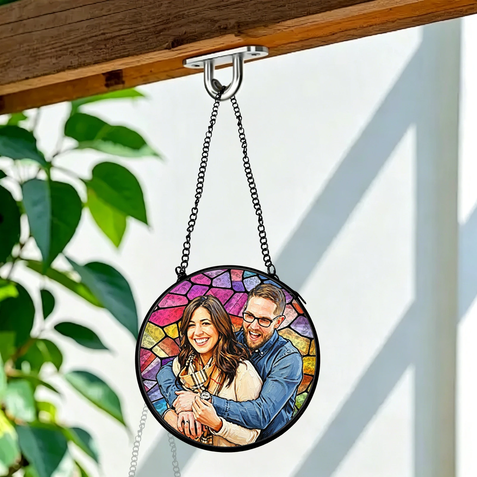 1 pc Personalizar photo Window glass sun catcher hanging with chain For Graduation,Her She,Your Lover,Friends,Bedroom. view 2