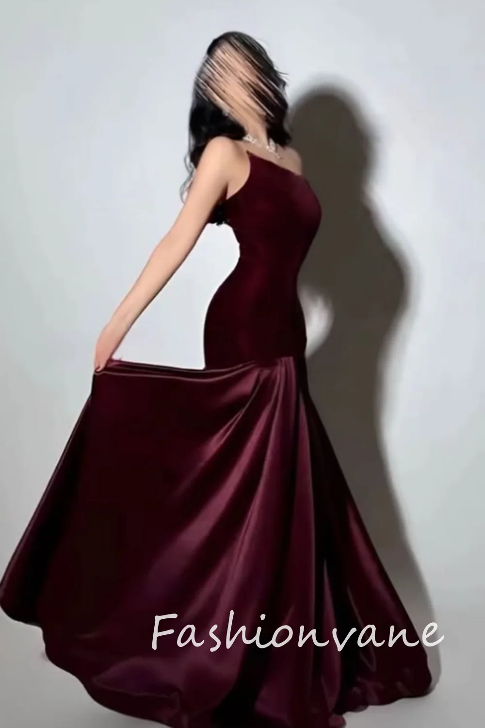Fashionvane Customized Women Dress Mermaid Sleeveless Velvet Prom Dress Christmas Eve Party Dresses Special Occasion Gown
