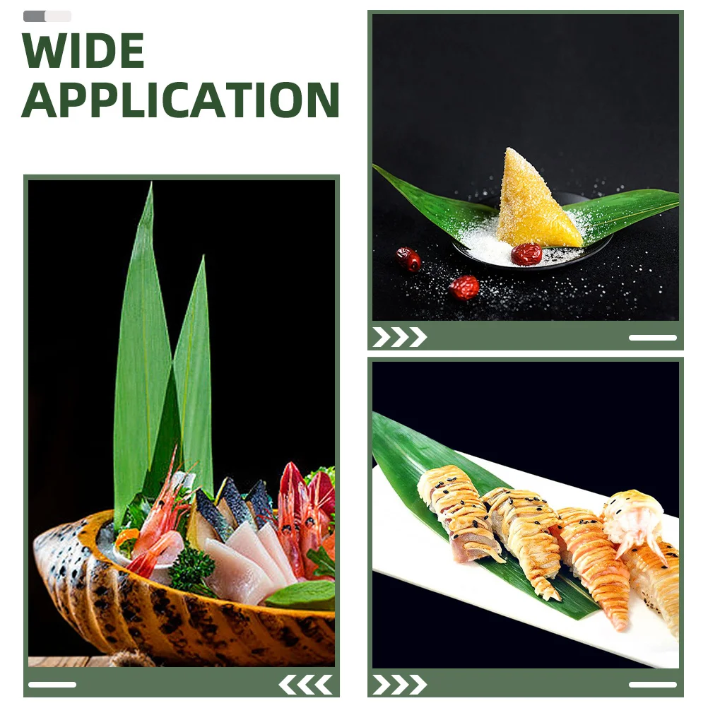 

100Pcs Bamboo Leaves Decorative Sushi Leaf Color Dish Mat Sashimi Plate Display Bamboo Leaves Decorative Leaf