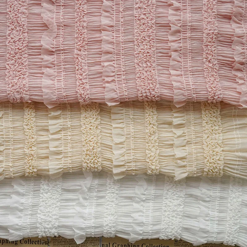 Elegant Stripe Decorative Fabric for Fresh Summer Dresses and Blouses with Chiffon Texture and Elasticity Sewing Accessories