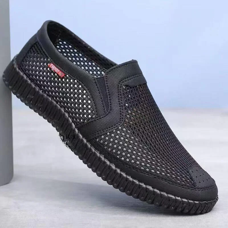 

Men's Breathable Slip-On Shoes Soft Bottom Anti-Slip Mesh Upper Comfortable Casual Shoes for Summer Wear round Toe Flat Heel