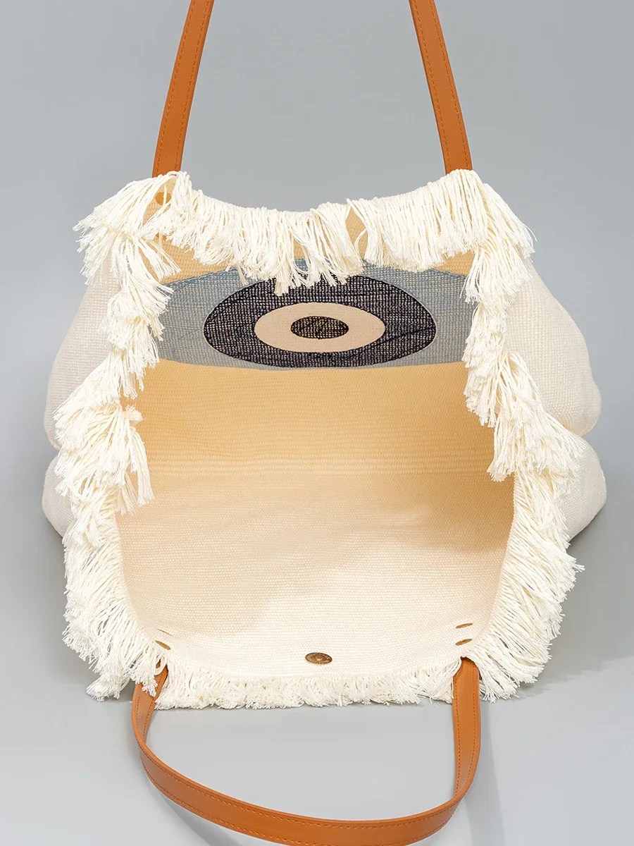 Sac fourre-tout en toile pour femme, sac à bandoulière haut de gamme, grande capacité, pompon Littérature, sac design, nouveau modèle, 2024