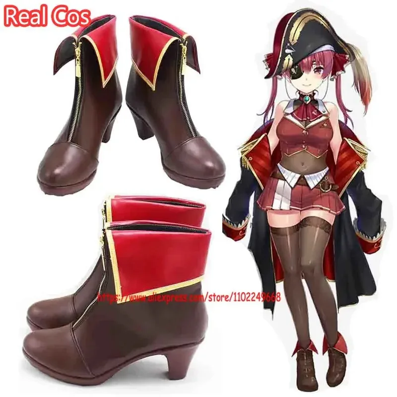 

RealCos аниме VTuber Hololive Houshou Marine обувь для косплея ботинки костюмы на Хэллоуин аксессуар реквизит на заказ для женщин мужчин