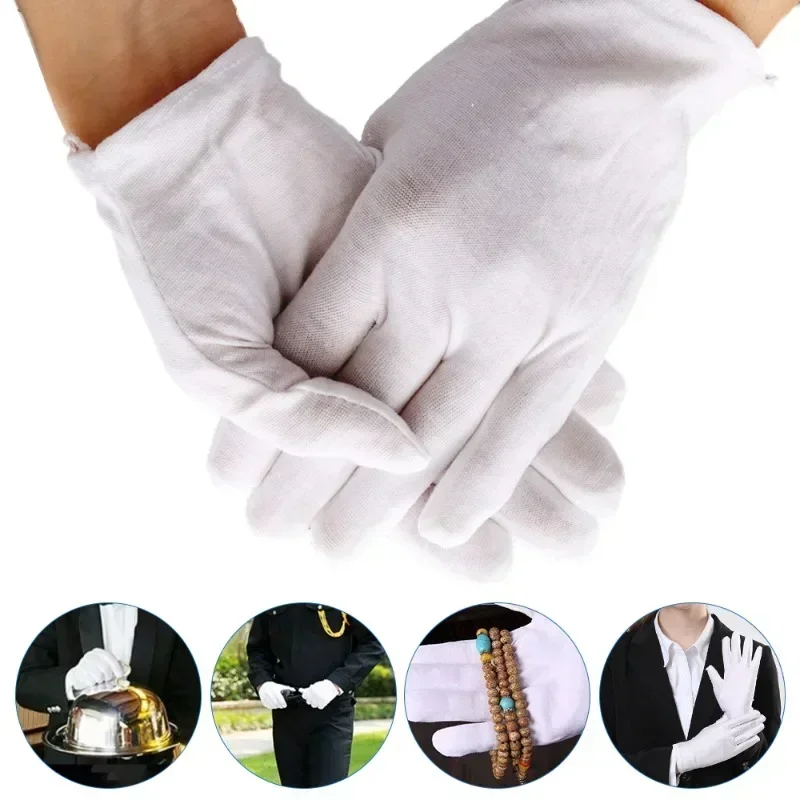 White Cotton Work Gloves For Dry Hands Handling Film SPA Gloves Fashion Ceremonial High Stretch Gloves Household Cleaning Tools