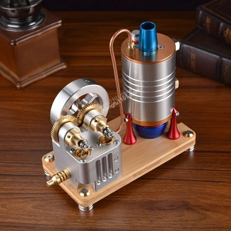 K007 Vertical Steam Engine Model Kit CNC Metal Working Model With Heating Boiler STEM Hobby Collectible Gift