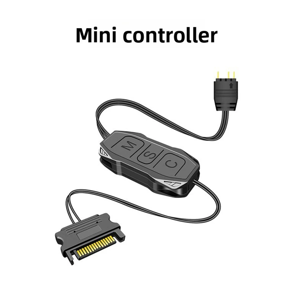 5V 3-Pin To For SATA ARGB Controller Hub Adapter For PC Case Fan LED Strip Cooling Light Manual Control