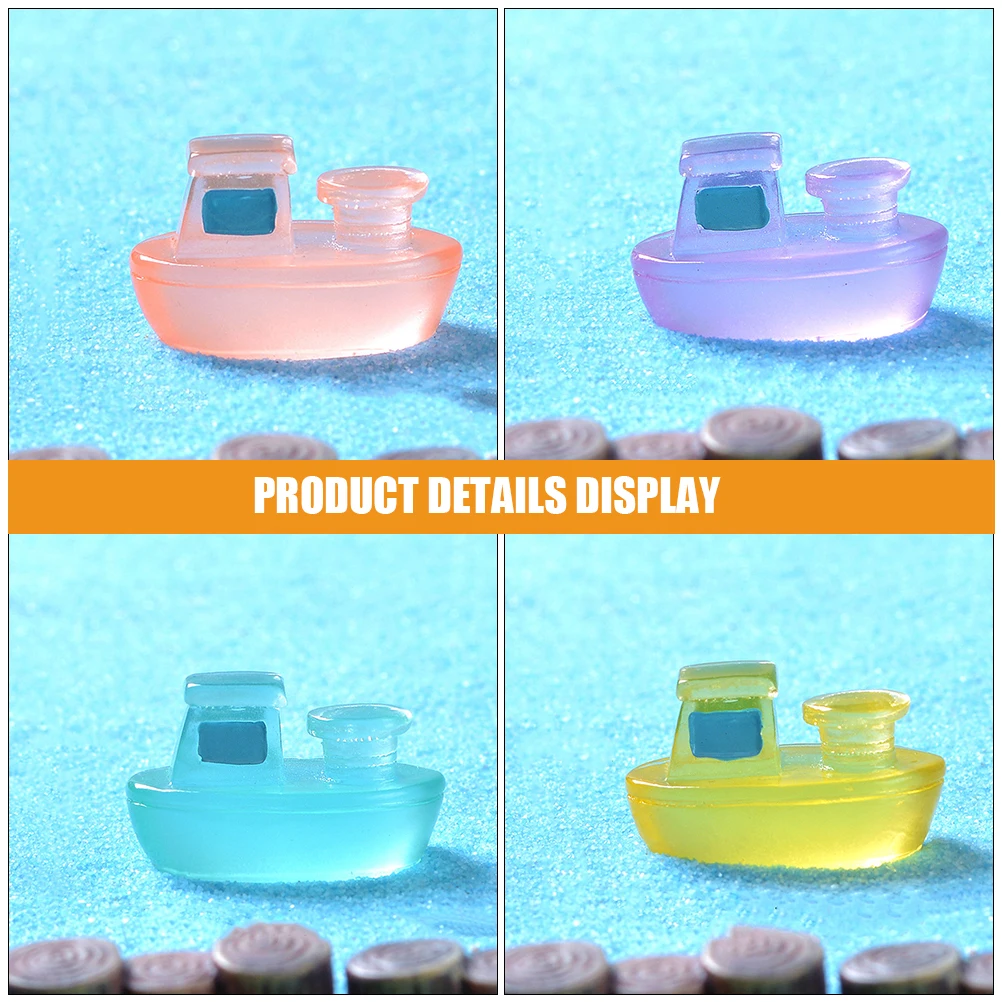 

6 Pcs Luminous Cruise Ship Decorations Home Desktop Small Ornaments Decorate Carnival Resin Figurine Adornment