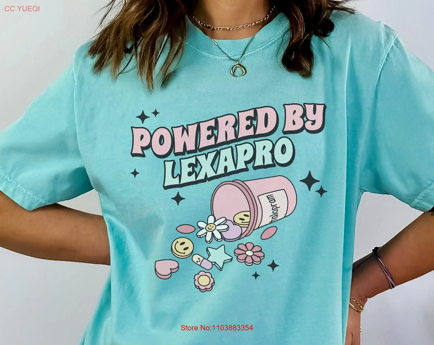 Футболка Powered by Lexapro в стиле ретро, комфортные цвета для психического здоровья, Take Your Meds, популярные девушки, милые рубашки для самостоятельного ухода