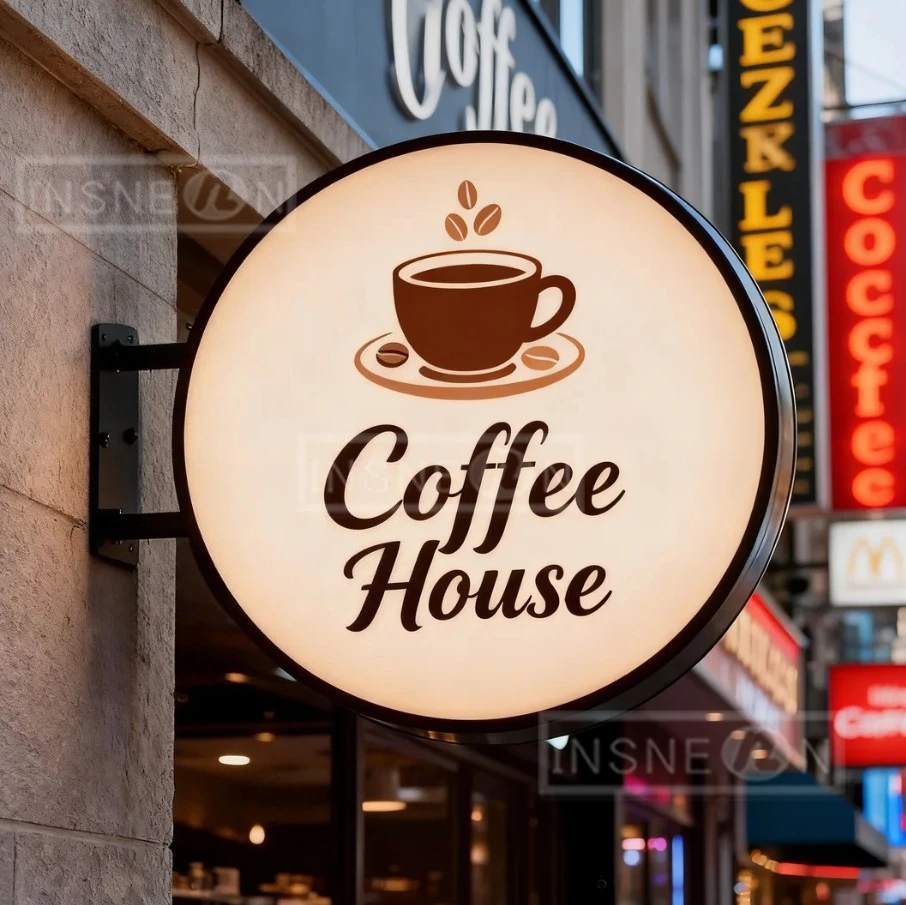 

Персонализированная светодиодная вывеска, световой короб для рекламы, светящийся логотип кофейни, подсветка фасада магазина, двусторонняя декоративная подсветка
