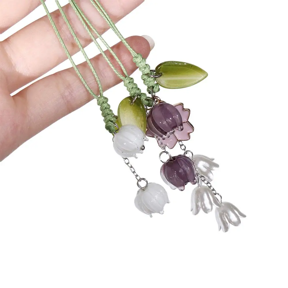 Cute Tulip Flowers Strap Lanyards Charms For Mobile Phone Case Keychain Car Key Chains Headset Cover Hang