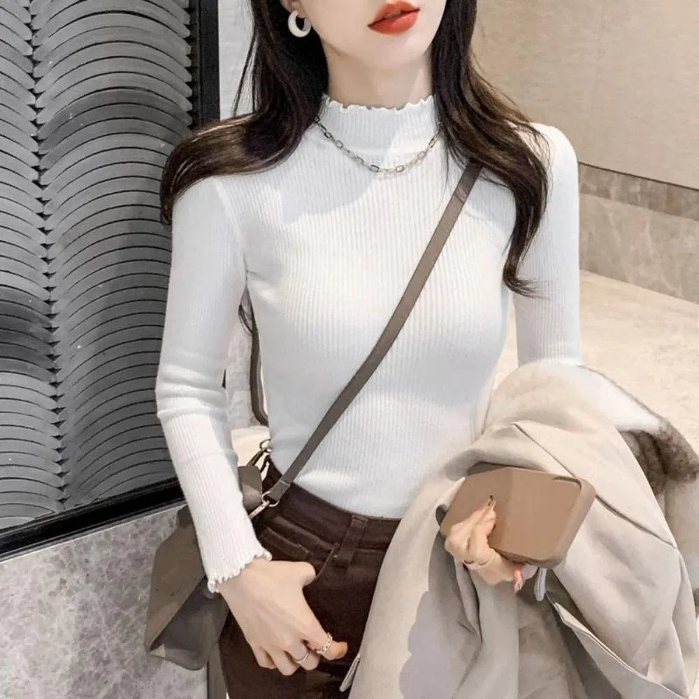 

High Collar Women Thermal Underwear Thicken Plush Pullover Long Sleeves Warm Top Undershirts Sleepwear Autumn Winter Top