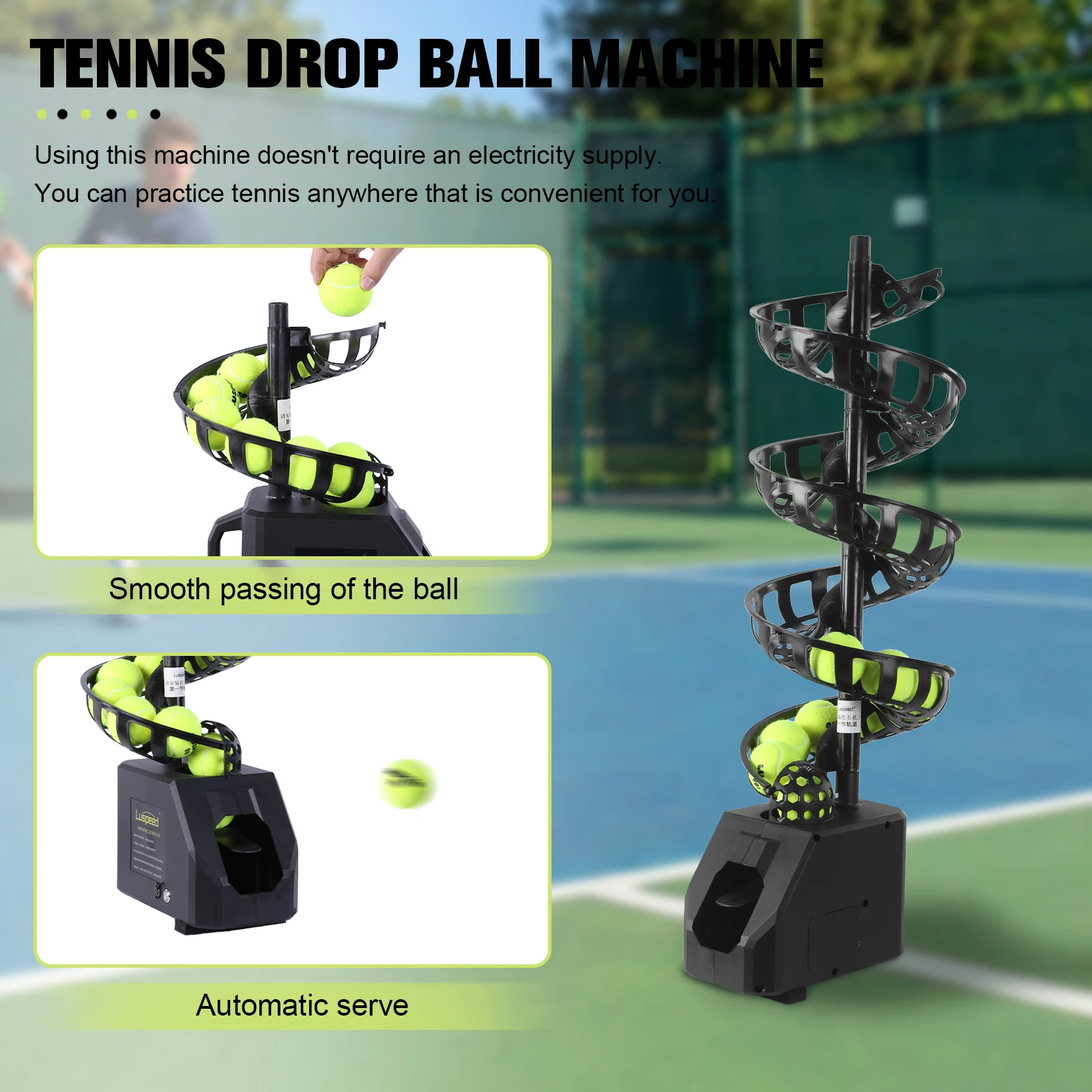

Tennis Ball with 10 Pickleballs Tennis Serving Machine 5 Adjustable Angles 2 Power Level for All Skill Levels Training