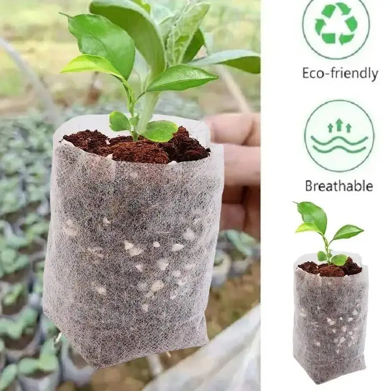 

100pcs Non-woven Seedling Bags Degradable Seedling Planting Bags Creative Plant Nutrition Bag Cultivation Bag Gardening Tools