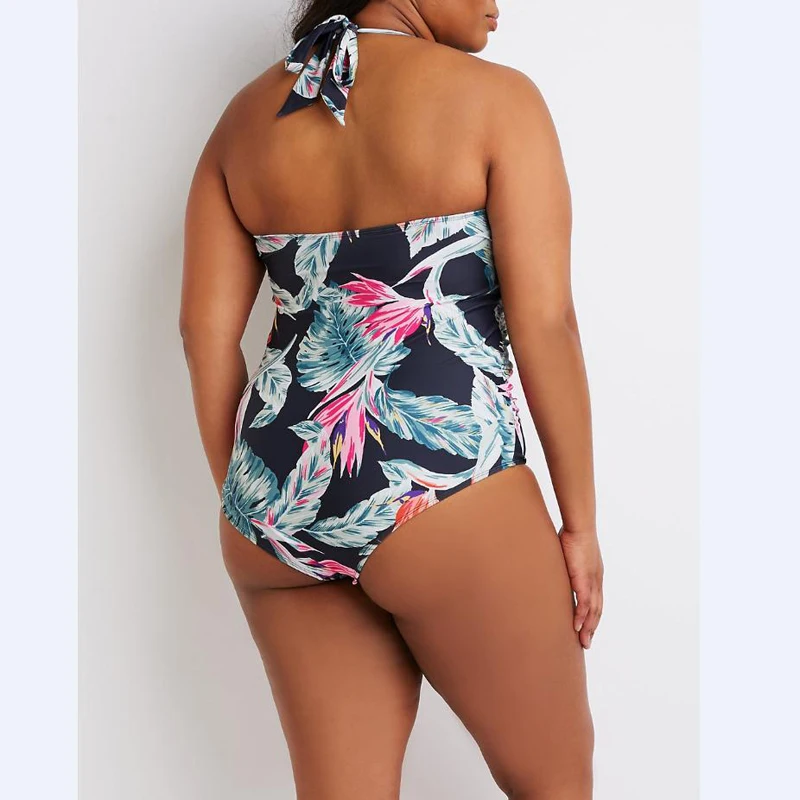 Sexy Plus Size Swimwear Print Bodysuit Women Bikini Set Swimsuit Push Up One Pieces Bathing Suit Beachwear