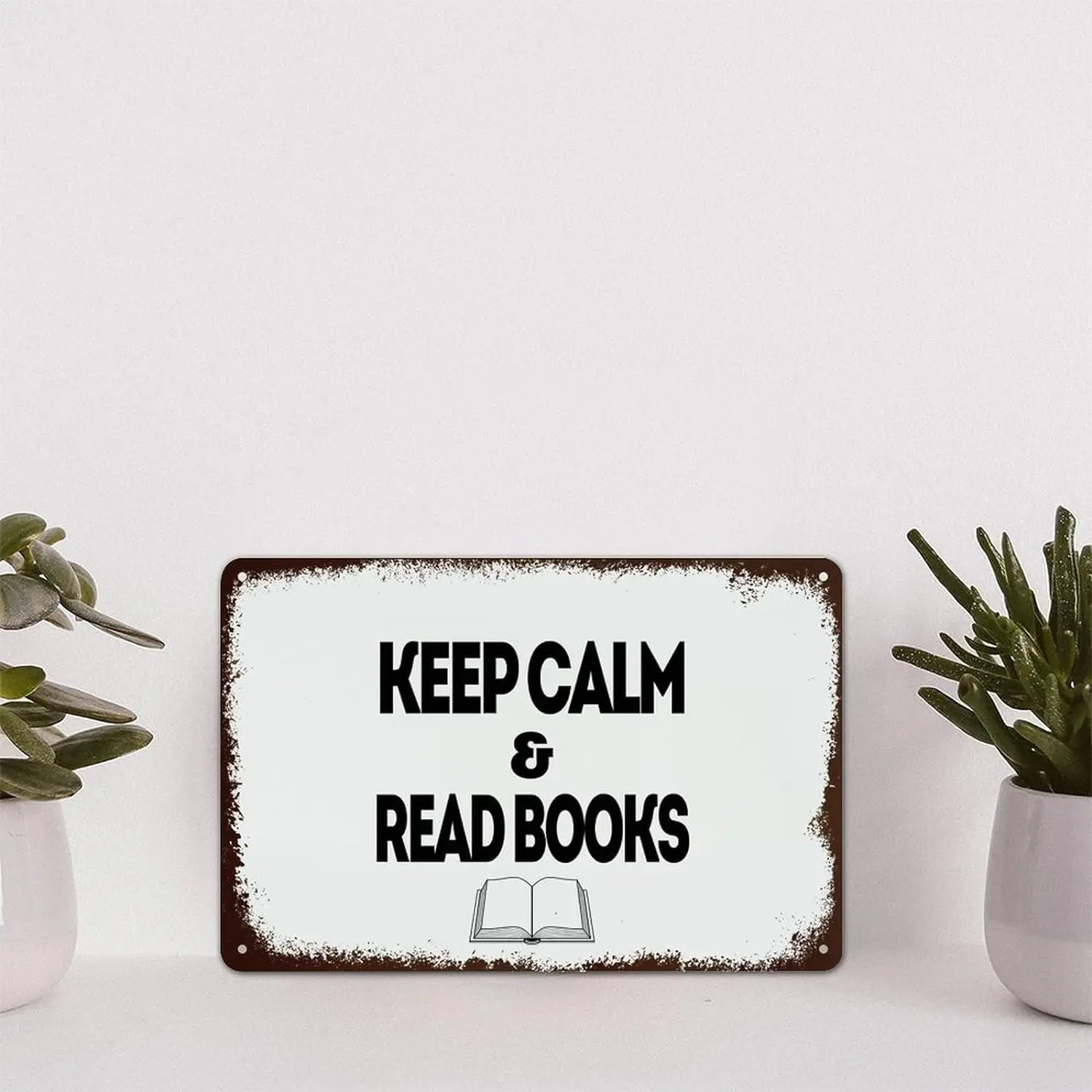 Funny Sayings Vintage Aluminum Plaque Keep Calm And Read Books Metal Tin Sign Wall Decoration 8x12in for Cafe Coffee Bars Restau