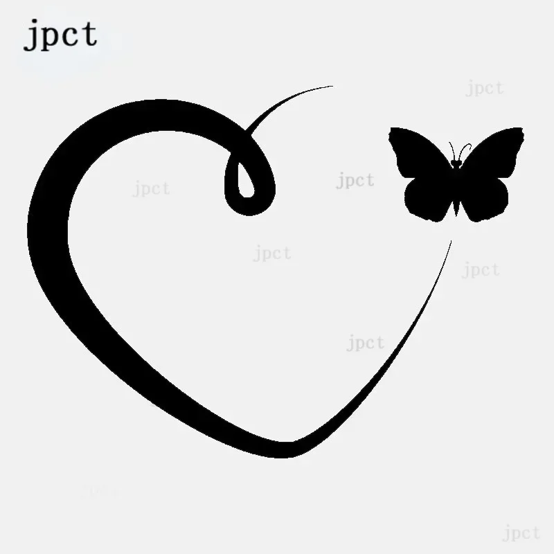 

CTCM yjzt 13.5cm * 10cm Romantic Heart Butterfly Decor Black / silver c24-0195 Vinyl Car Sticker