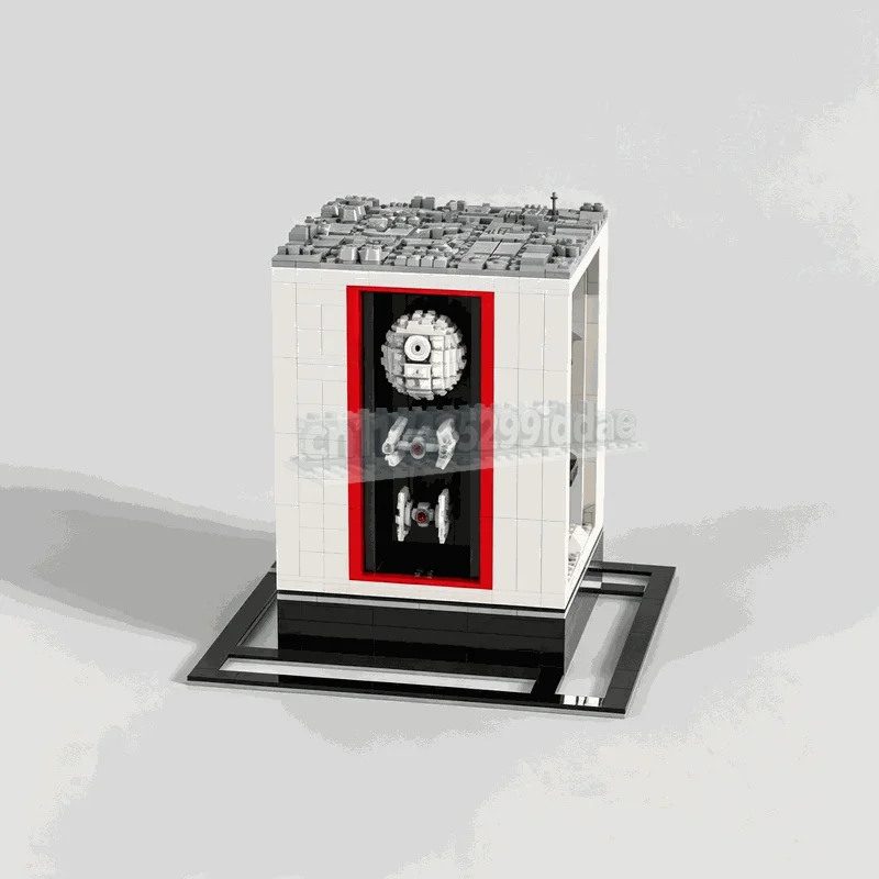 2823PCS Space Battle Rotating Display Stand Model MOC Creative Diorama Custom Puzzle Architecture DIY Assembly Blocks Toy Gift