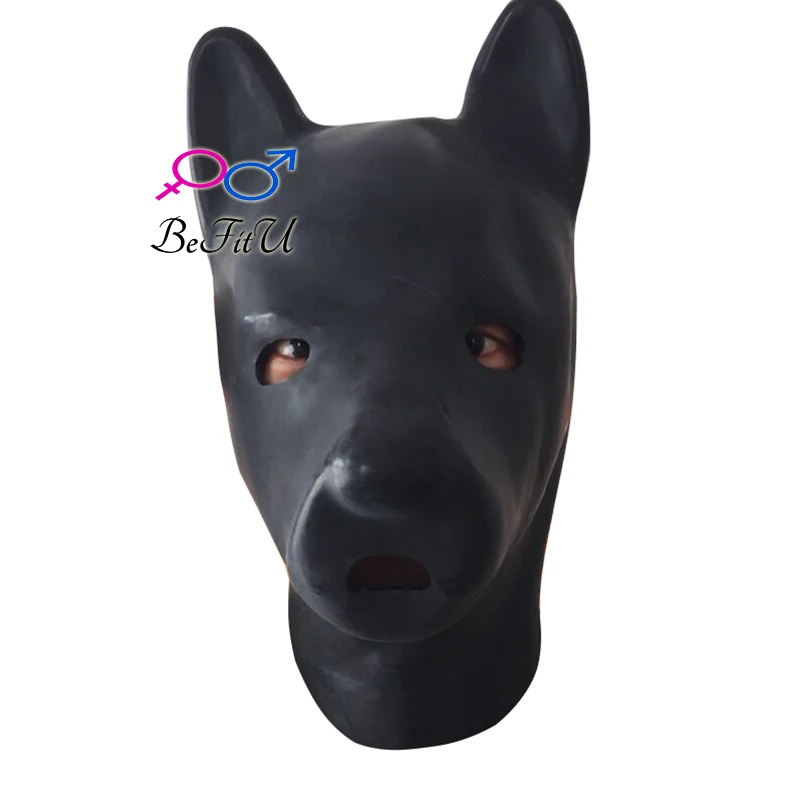 Latex Mask Hoods Dog Anime 0.8mm Thickness Style Cosplay  Cap Fetish Bonnet Hats with Zipper